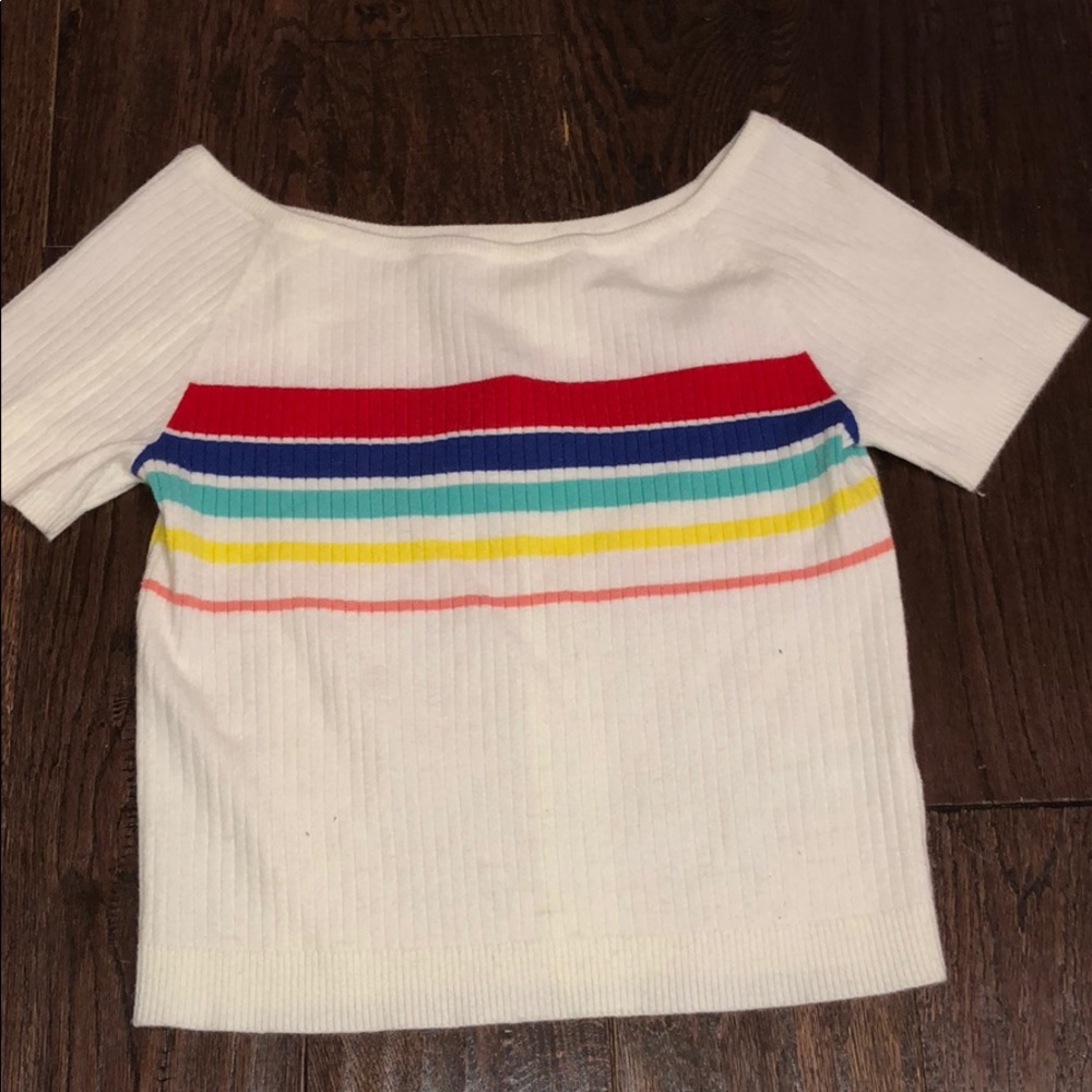 pacsun rainbow striped off the shoulder top